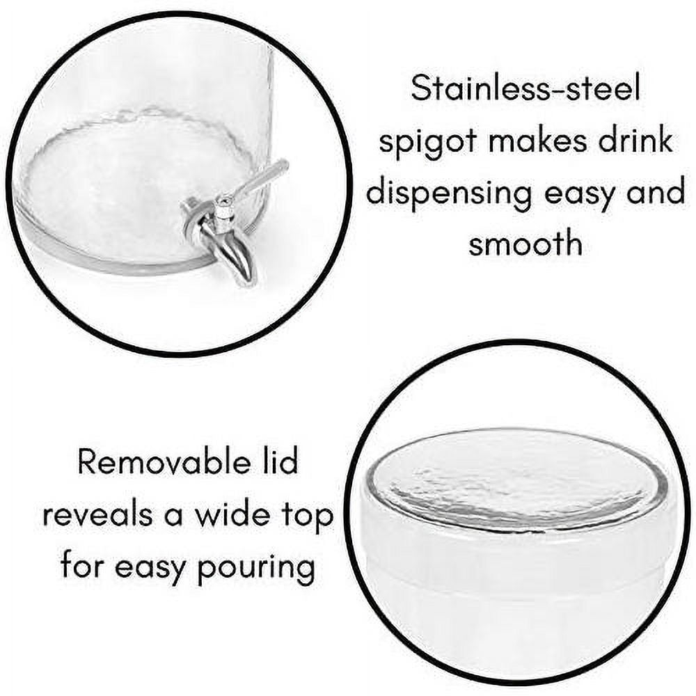 Gallon Beverage Dispenser With Lid, Hammered Glass, Stainless Steel Spigot R18355