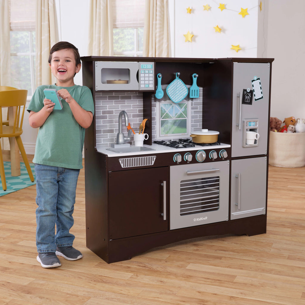 Espresso Wooden Kitchen with 4 Accessories U6764
