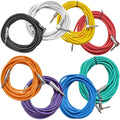 8 Pack of 20 Foot Multi-Color 1/4 Inch TS Right Angle to Straight Guitar Cables S2784