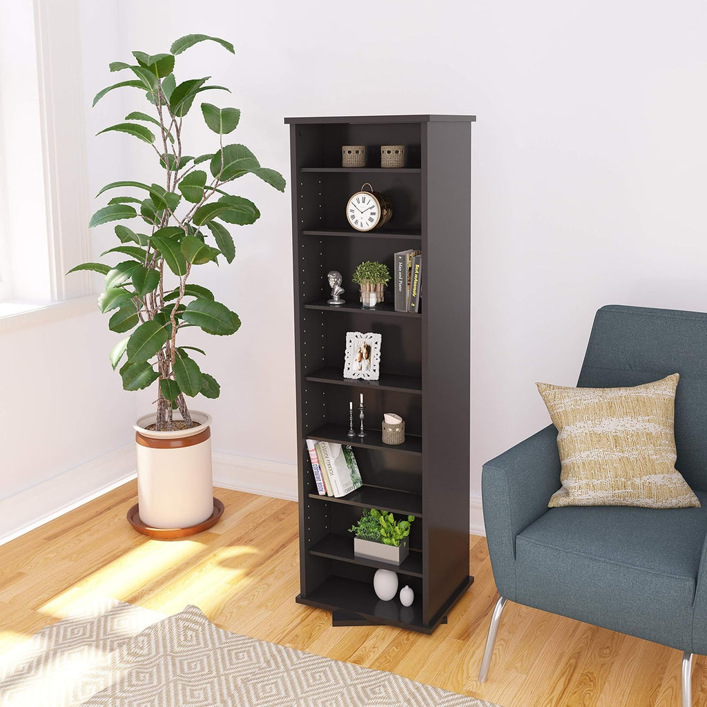 Black Two-Sided Spinning Tower Storage Cabinet J21995