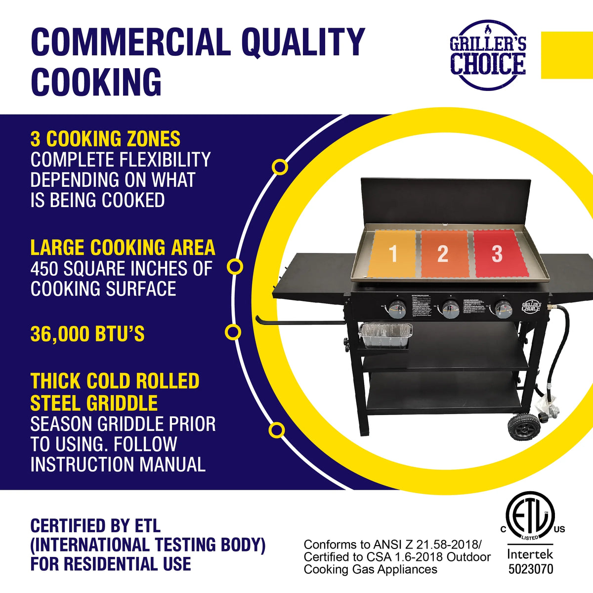 Outdoor Griddle Grill Propane Flat Top with Hood R82409