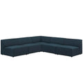 Blue 5 Piece Upholstered Fabric Sectional Sofa Set N4398