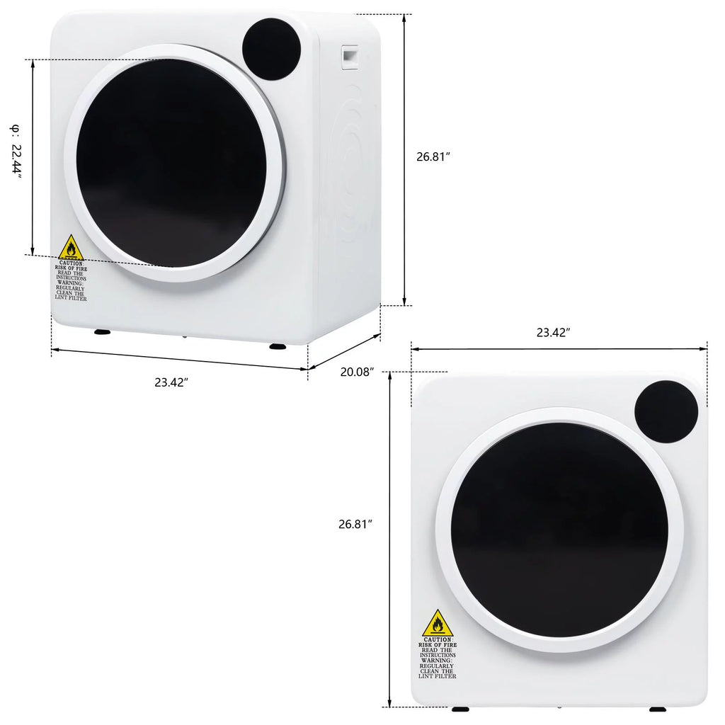 White 3.5 Cu.Ft Stainless Steel Compact Electric Clothes Dryer M106