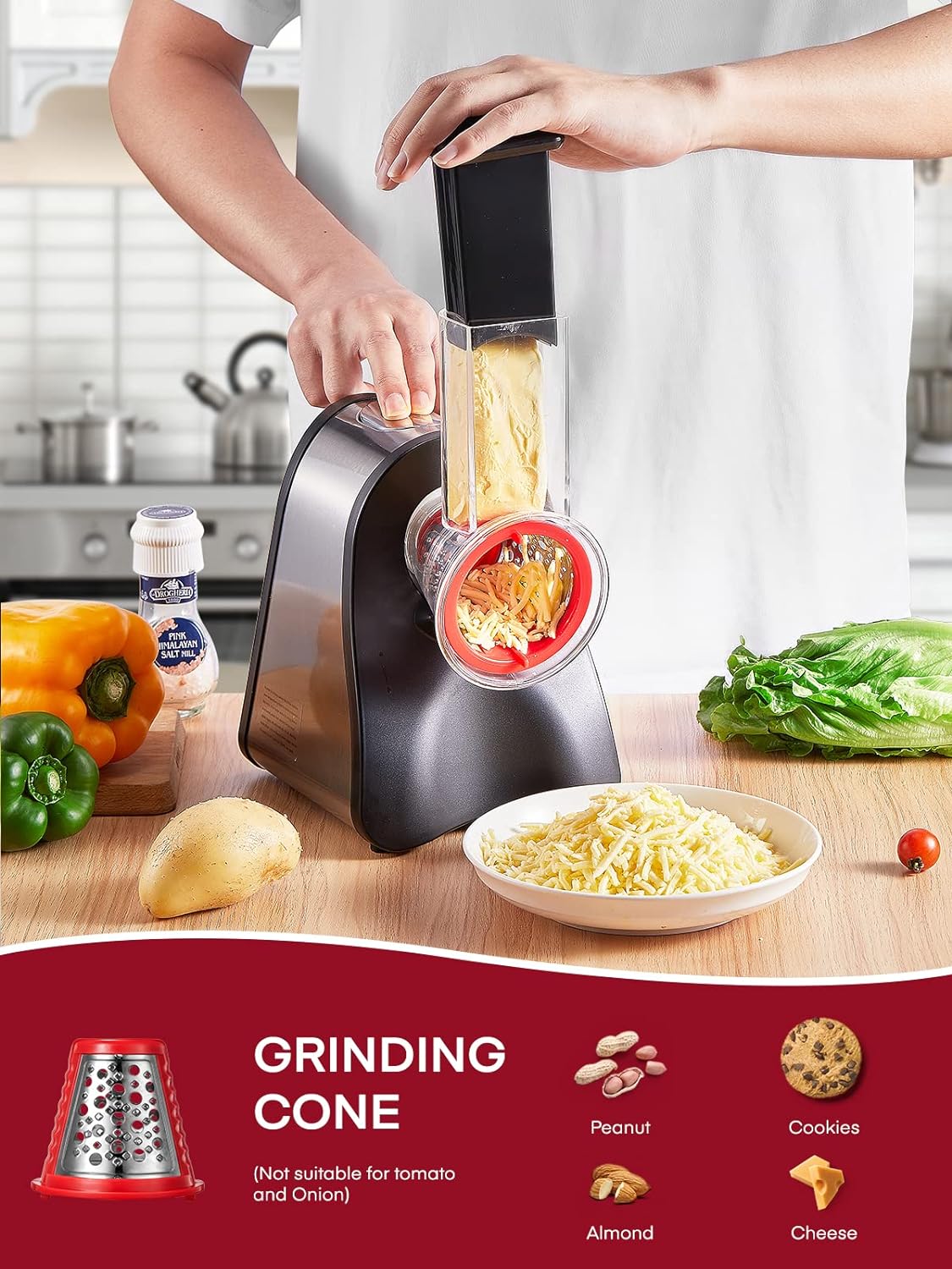 Electric Cheese Grater Salad Maker, Red M23619