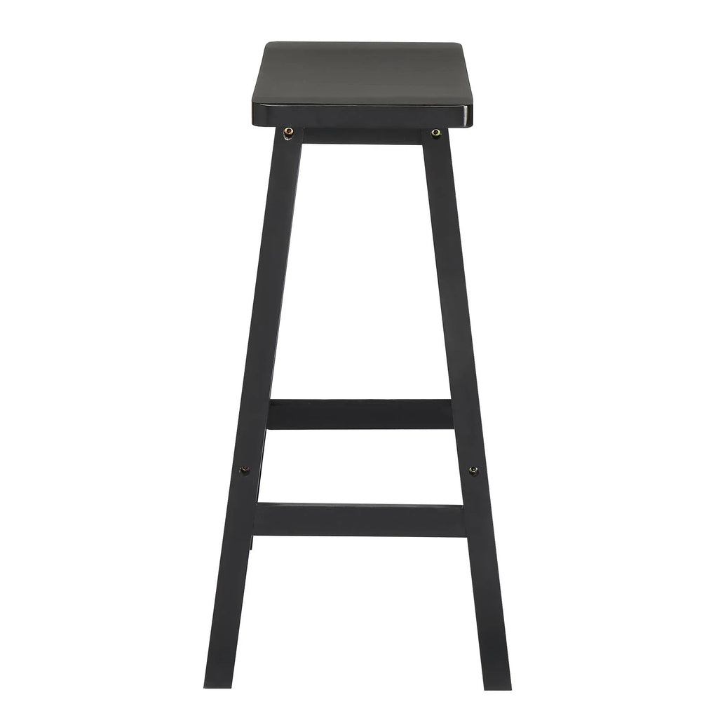 Set of 4 Black Wooden Saddle Seat Bar Stools Q66783