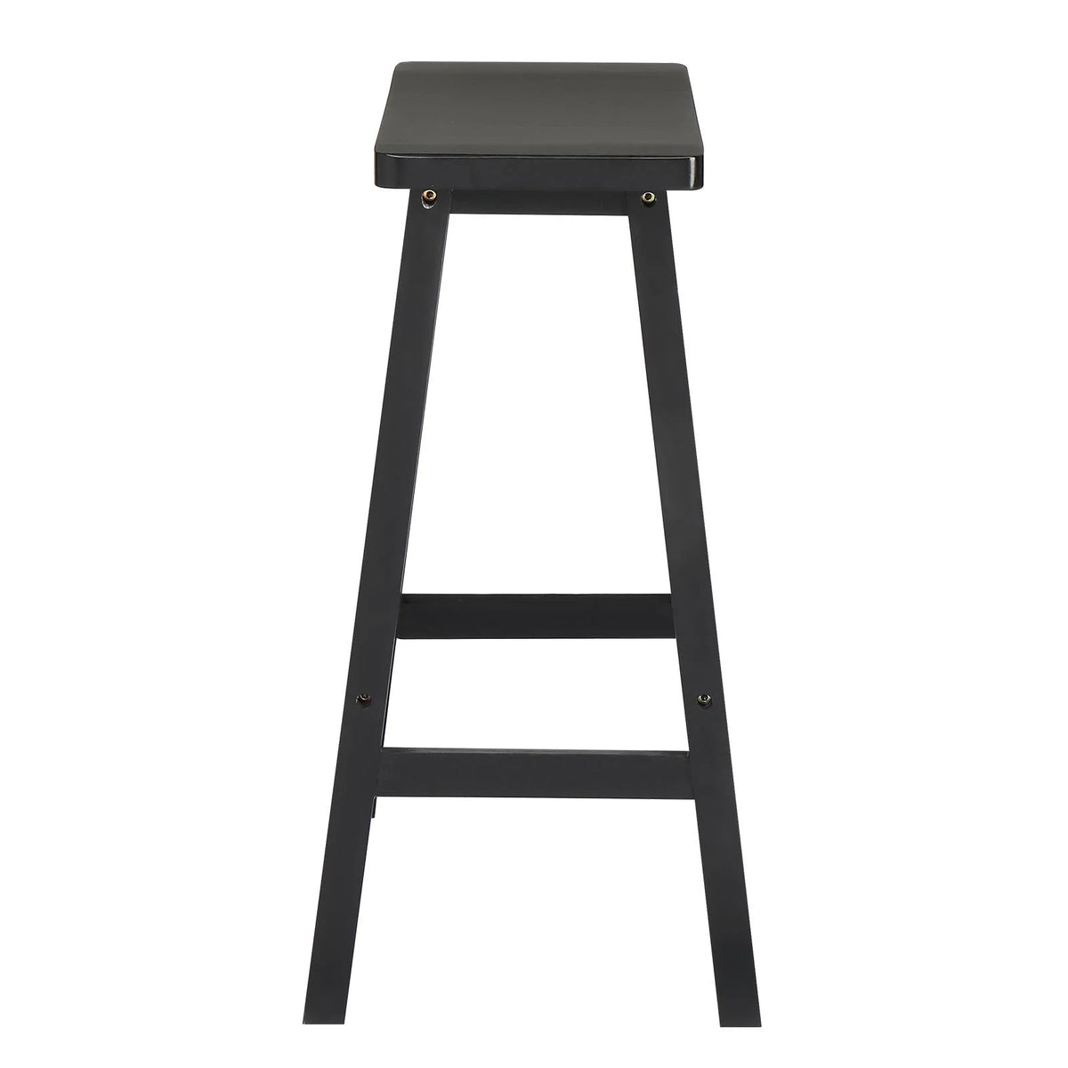 Set of 4 Black Wooden Saddle Seat Bar Stools Q66783