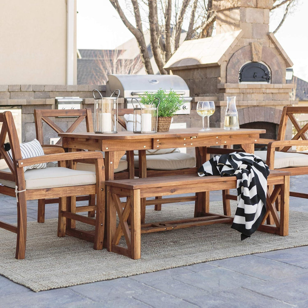 Dark Brown Slatted Outdoor Dining Table E241171
