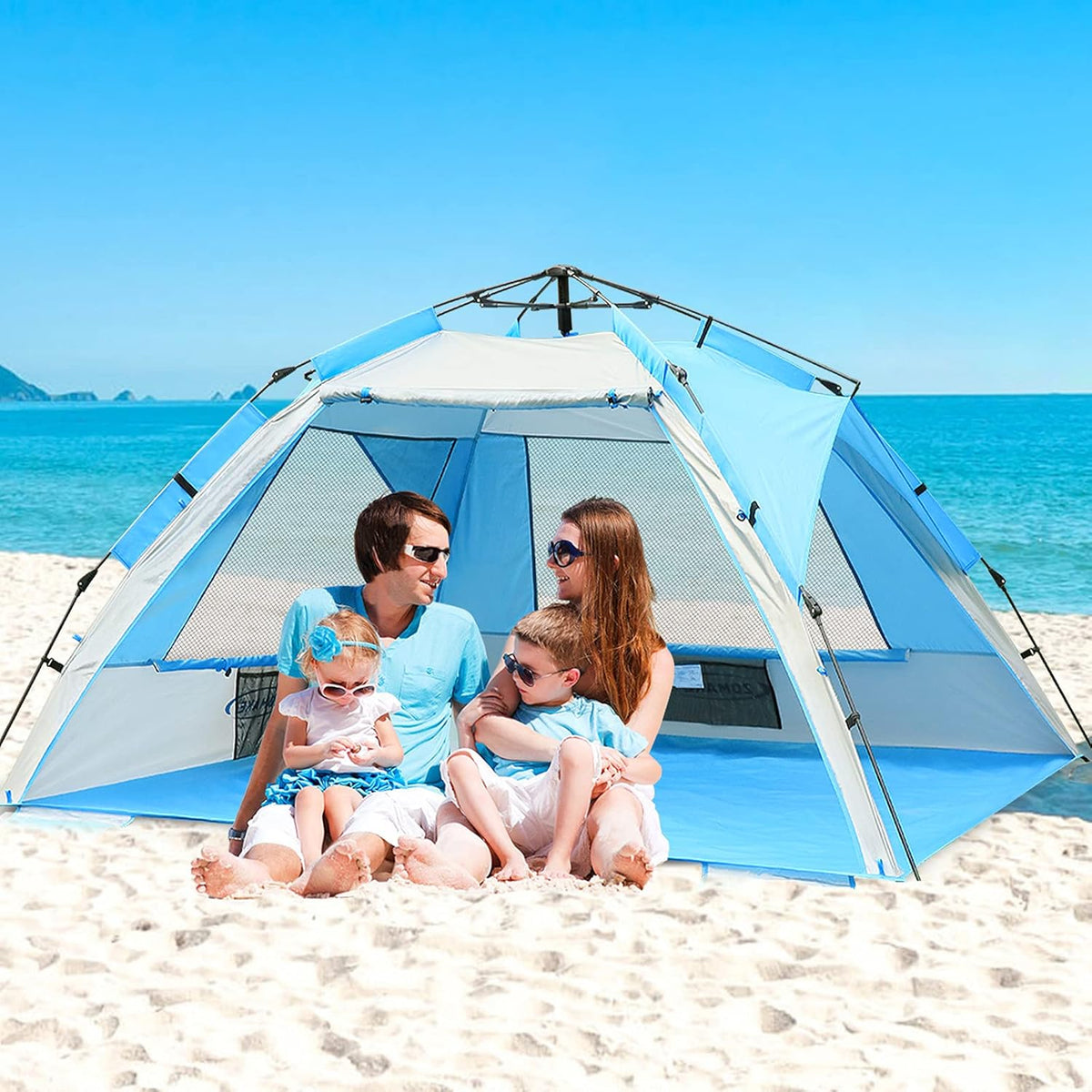 2-4 Person Beach Tent Sun Shelter with Carrying Bag V6763