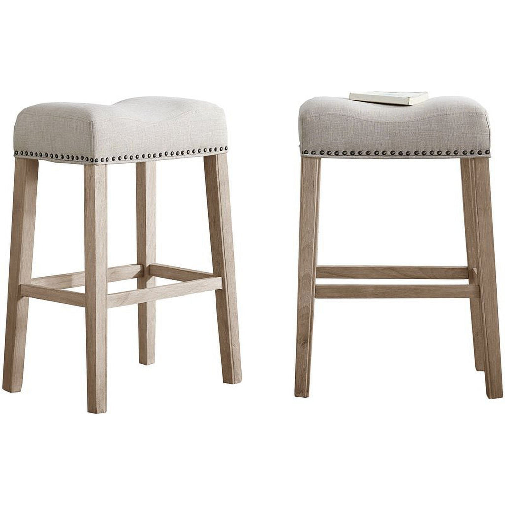 Fabric Upholstered Bar Stool in Tan (Set of 2) S61442