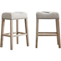 Fabric Upholstered Bar Stool in Tan (Set of 2) S61442