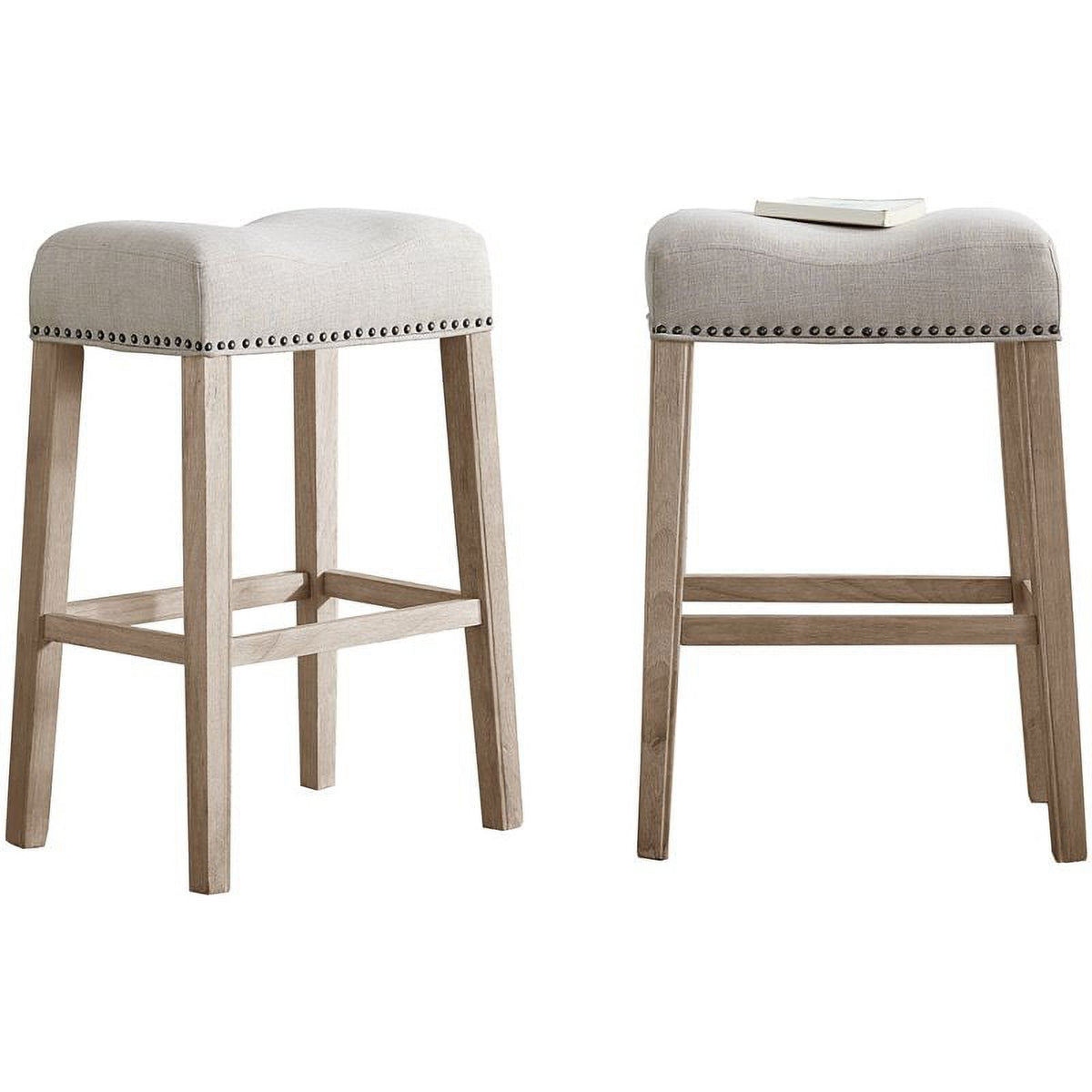 Fabric Upholstered Bar Stool in Tan (Set of 2) S61442