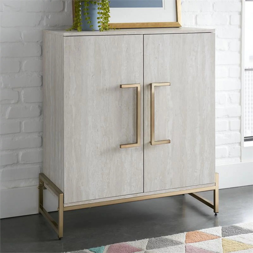 Faux Marble and Gold Metal Base Wine Cabinet I46020