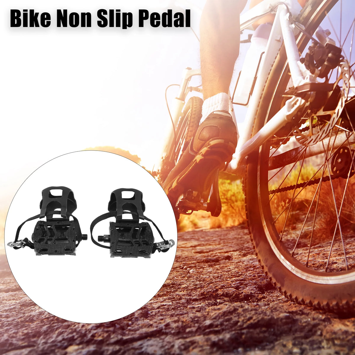 Bicycle Pedals 9/16'' Spindle with Toe Clips Black B117