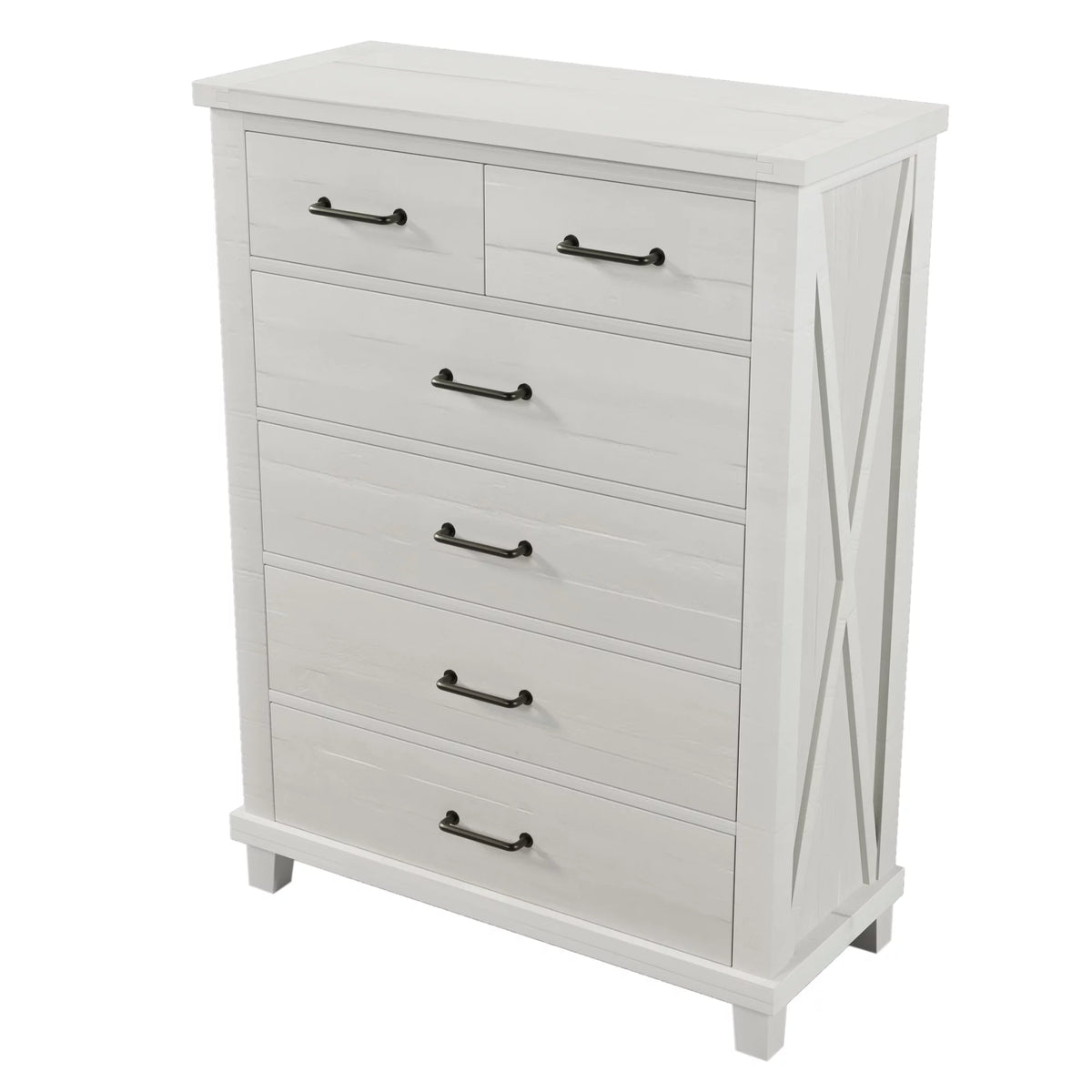 White Solid Pine Wood Six-Drawer Chest Z322