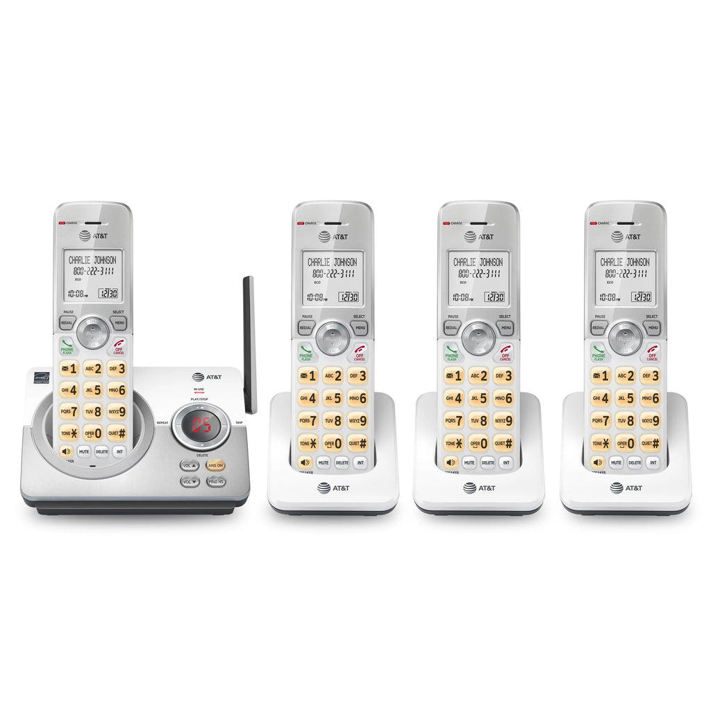 4-Handset Cordless Phone with Answering System and Call Block (White/Silver) J2562