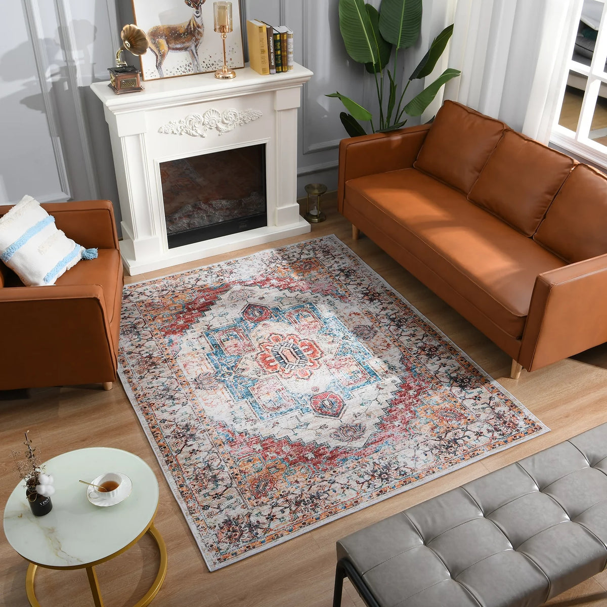 Vintage Bohemian Area Rug, 5' x 8', Orange U76993
