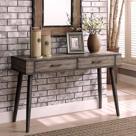 Gray Wooden Rectangle 2-Drawer Console Table A808611