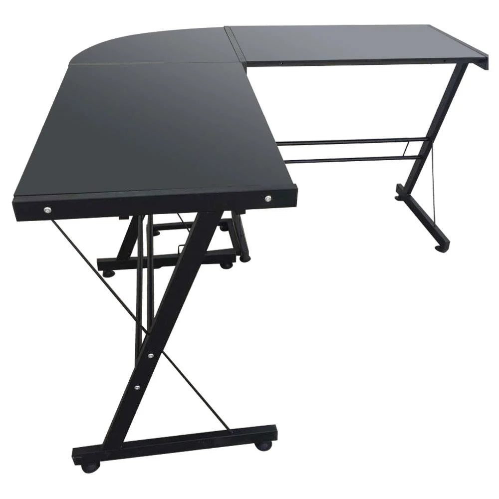 L-Shape Computer Desk with Black Glass M80200