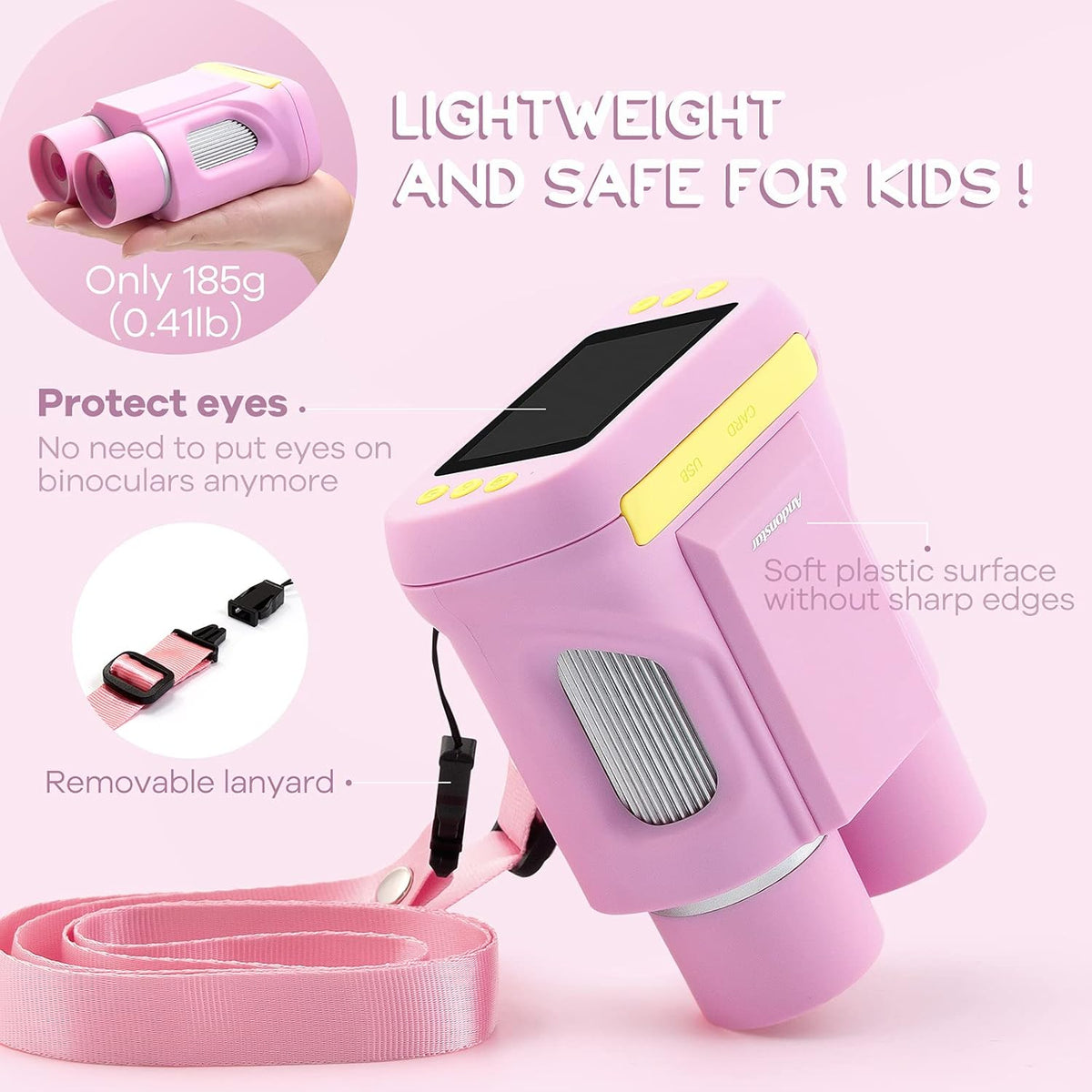 Portable Handheld Kids Microscope 2 LCD Pink N3027