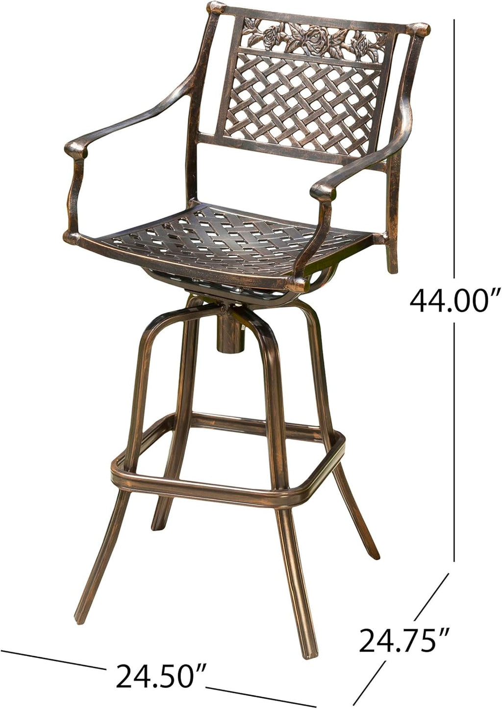 Shiny Copper Cast Aluminum Barstools 2-Pcs Set A1876