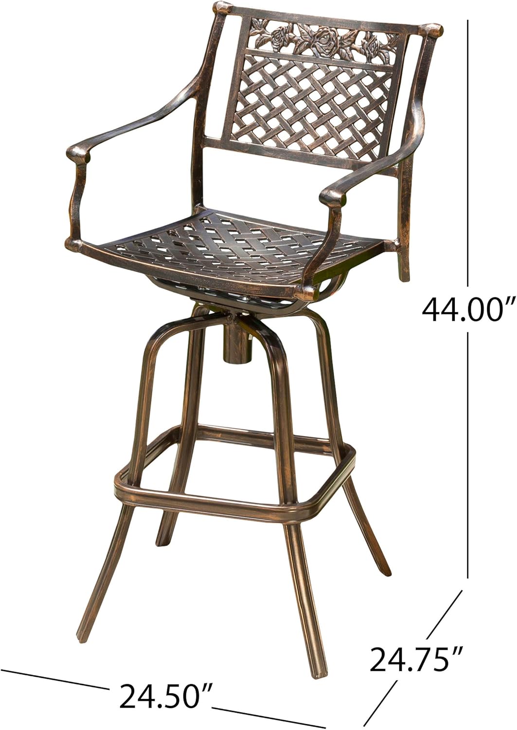 Shiny Copper Cast Aluminum Barstools 2-Pcs Set A1876