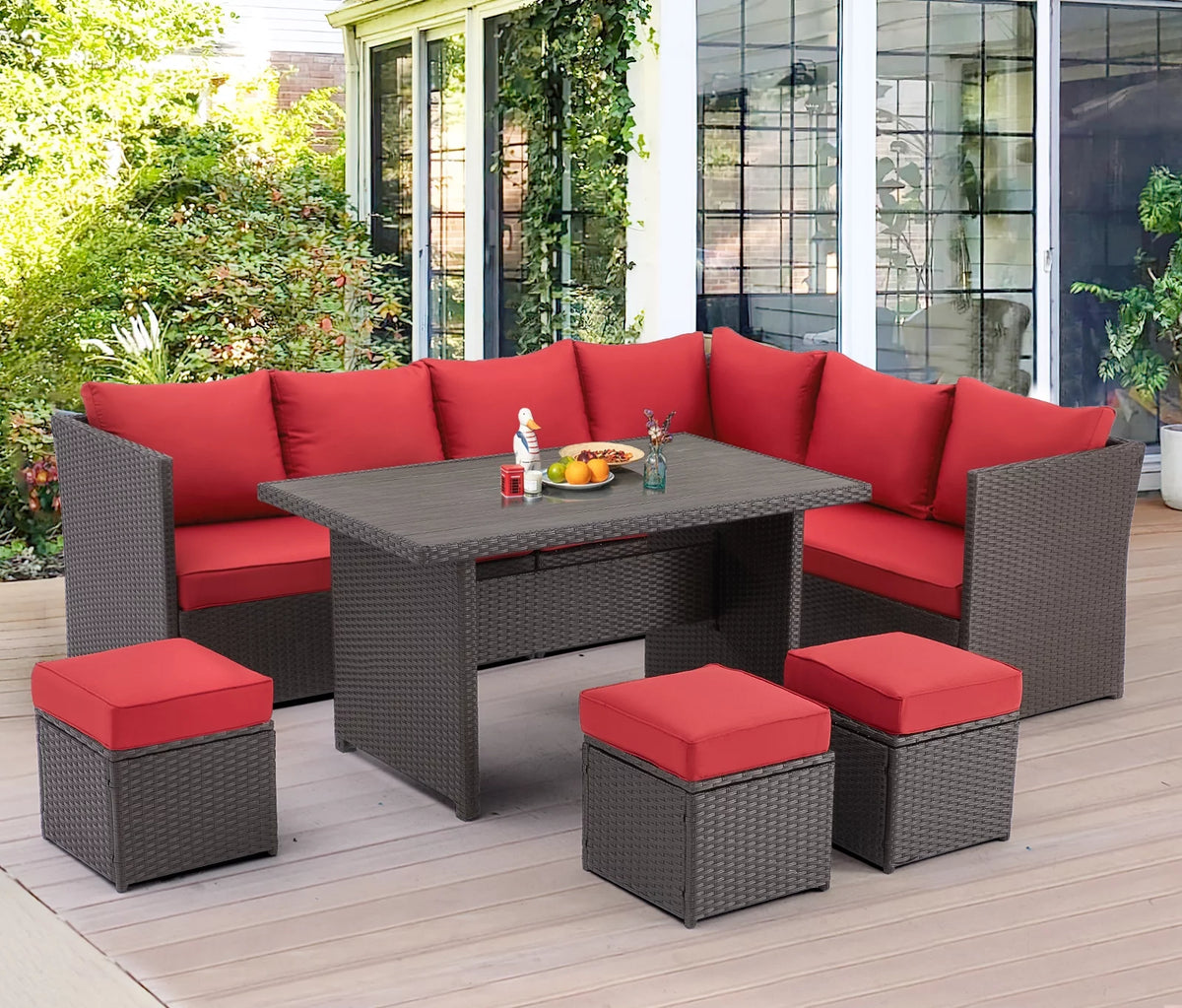 7 Piece Rattan Wicker Patio Conversation Set F368