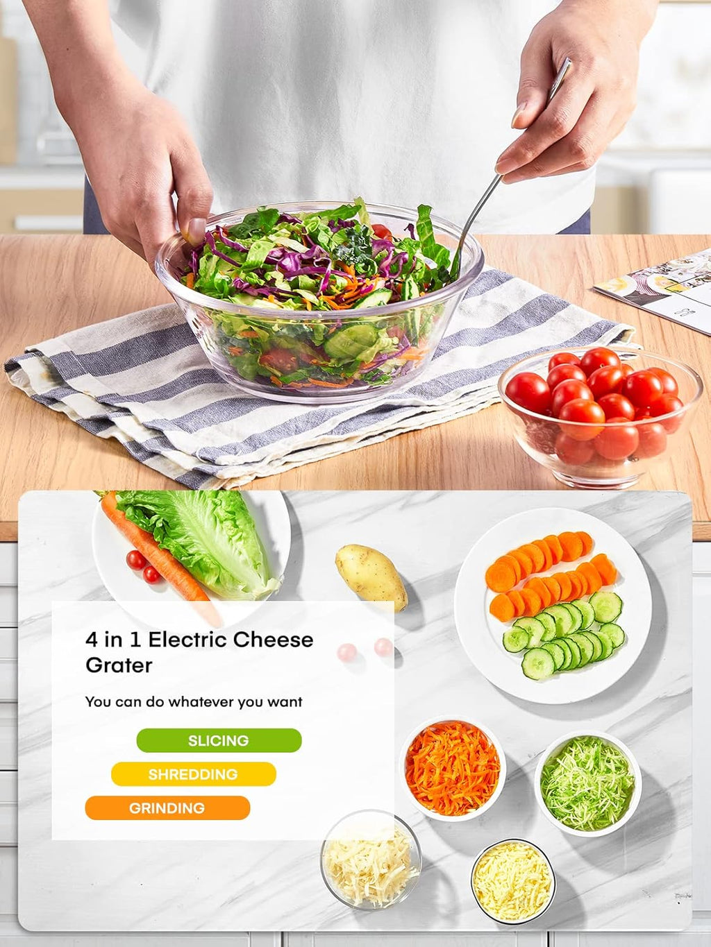 Electric Cheese Grater Salad Maker, Red M23619