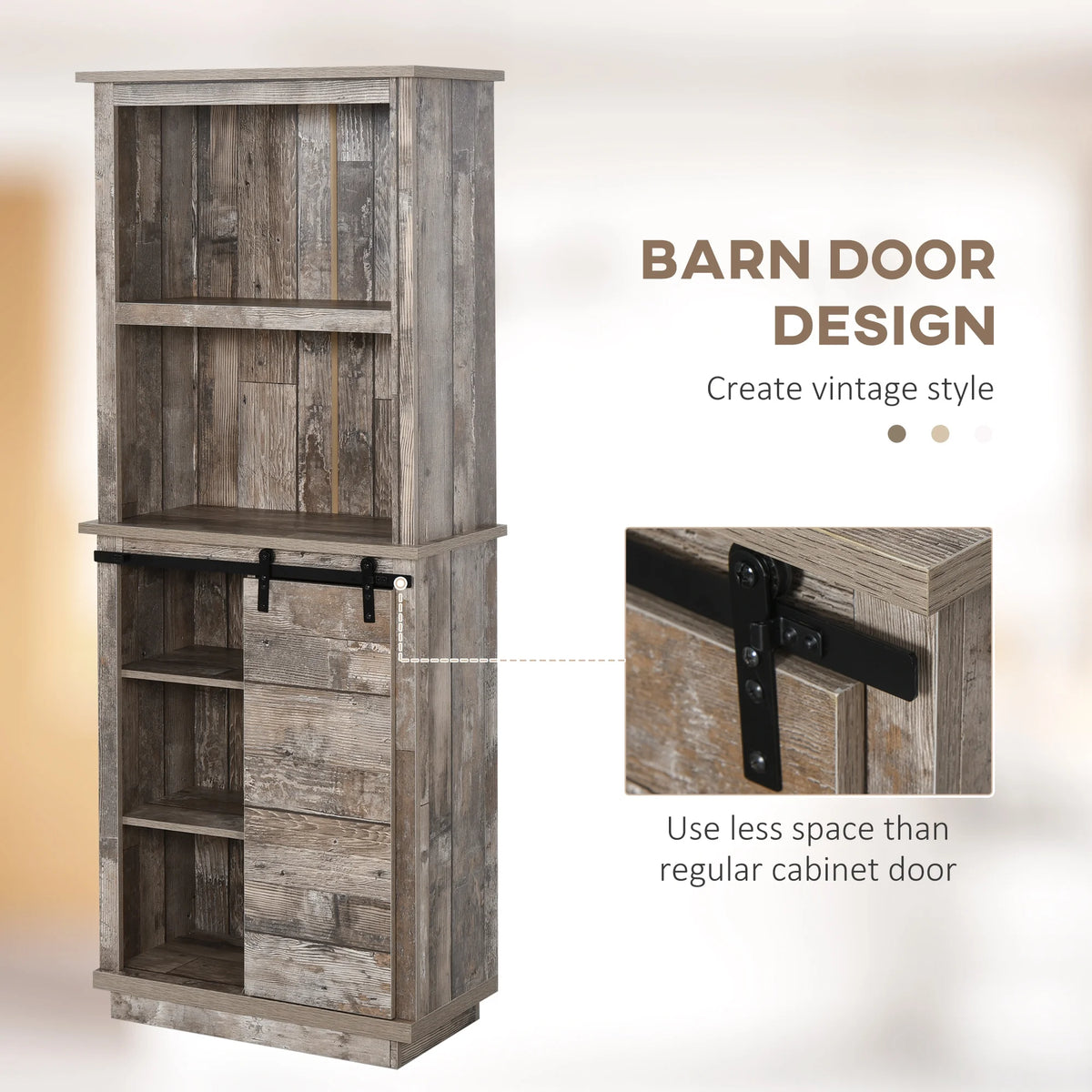 Rustic Kitchen Buffet with Hutch M236