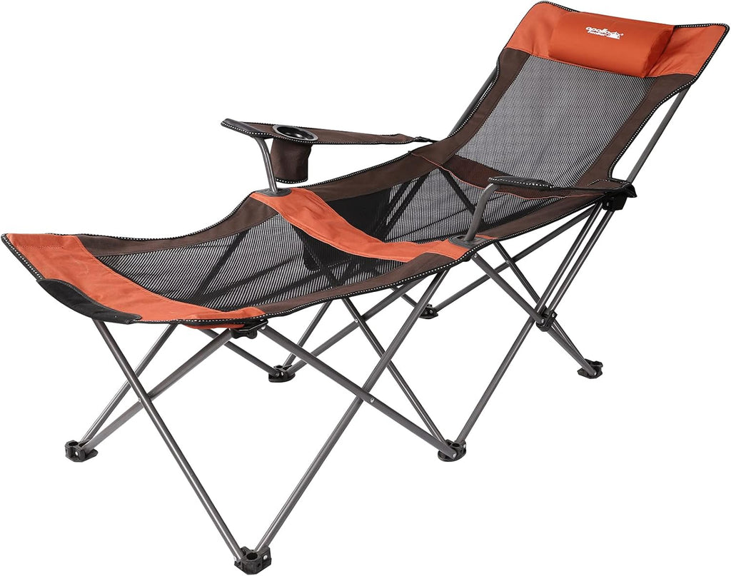 Camp Chairs for Adults Folding Beach Chairs 2 in 1 Portable Lightweight Mesh Lounger Chair with Removable Table D80723