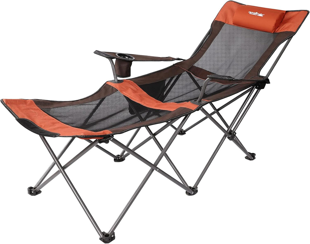 Camp Chairs for Adults Folding Beach Chairs 2 in 1 Portable Lightweight Mesh Lounger Chair with Removable Table D80723