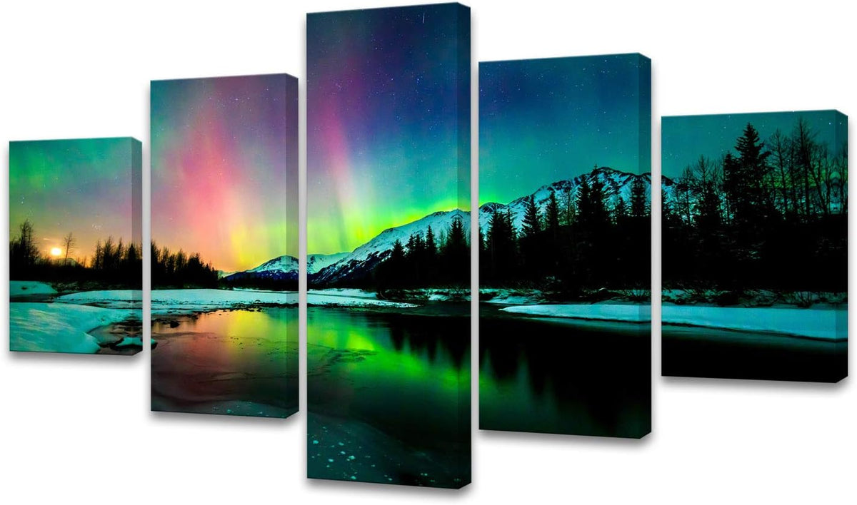 5 Pieces Stretched and Framed Canvas Wall Art Painting N459