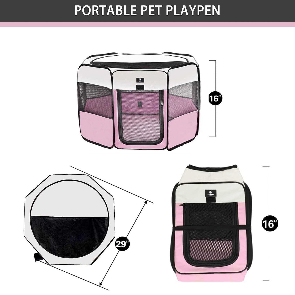 Portable Foldable Pet Playpen Kennel with Removable Zipper Top H851523