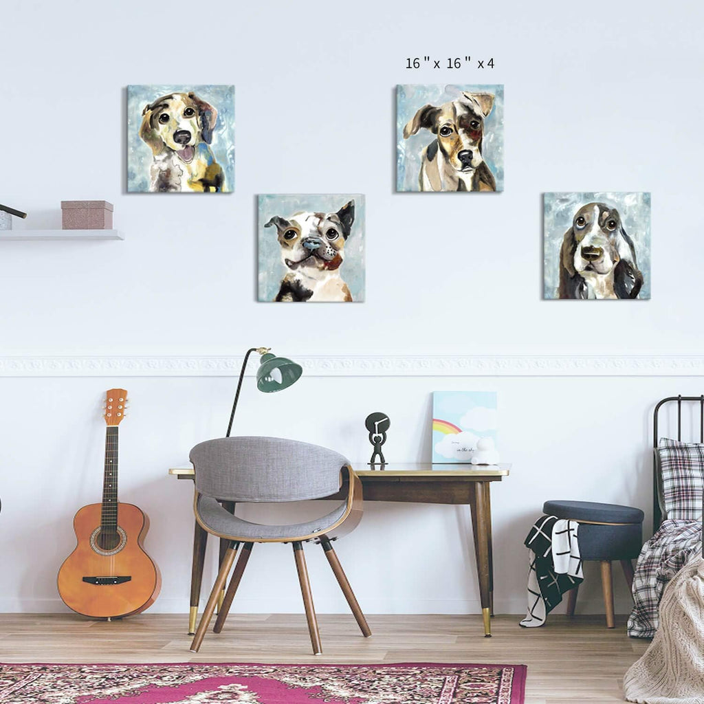 Abstract Dog Canvas Print 16'' x 16'' 4 Panels D61588