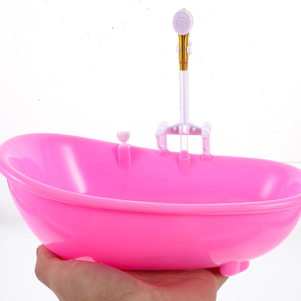 Pink Electric Water Spraying Bathtub with Sprayer for Doll R19915
