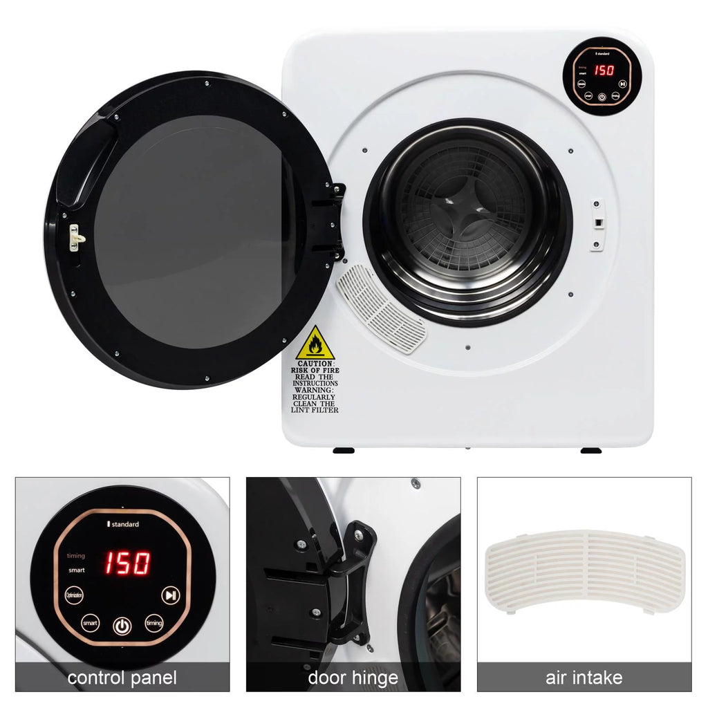 White 3.5 Cu.Ft Stainless Steel Compact Electric Clothes Dryer M106