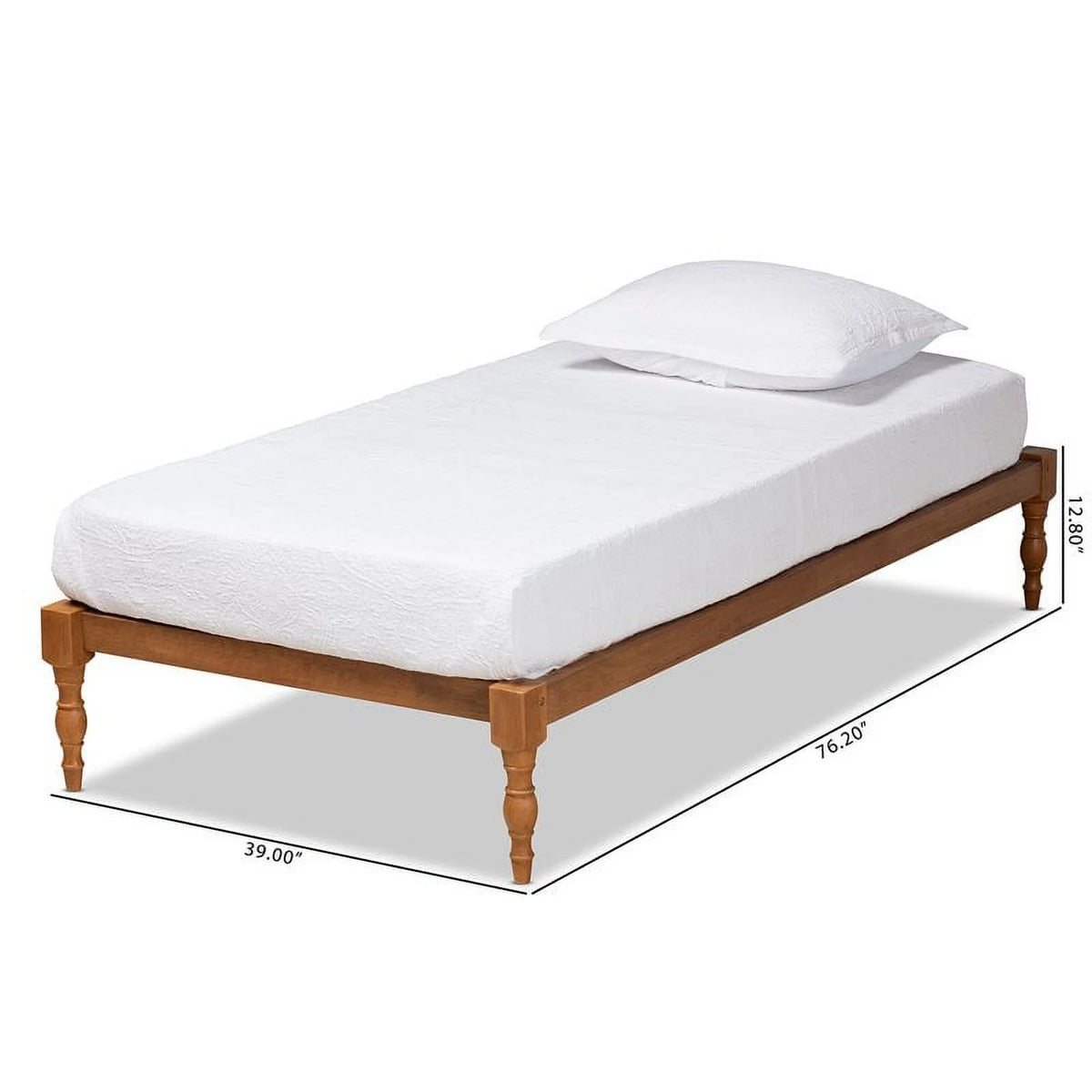 Walnut Brown Finished Wood Twin Size Platform Bed Frame E385