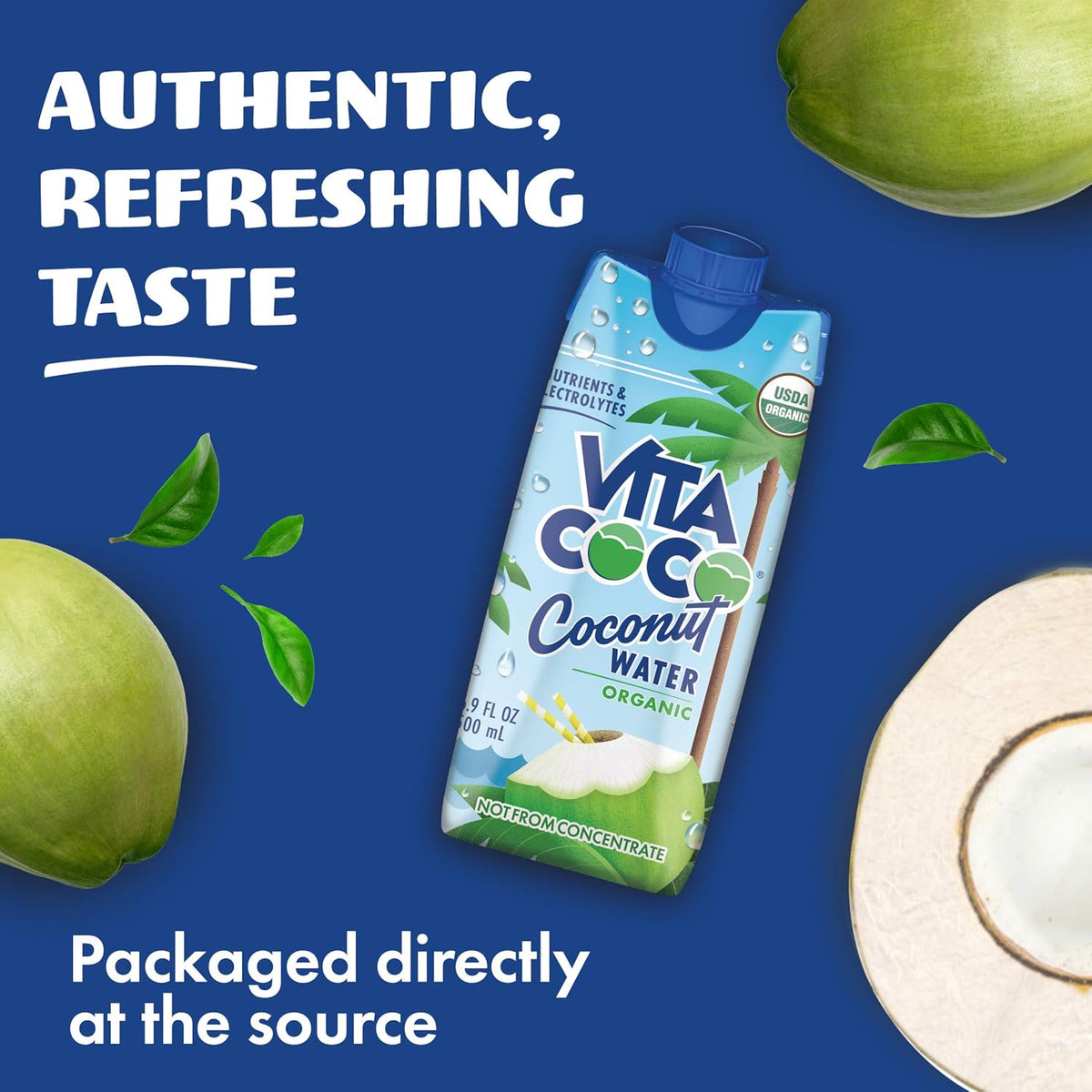 Pure Organic Coconut Water (Pack of 12, 11.1 Oz and 16.9 Oz) A48633