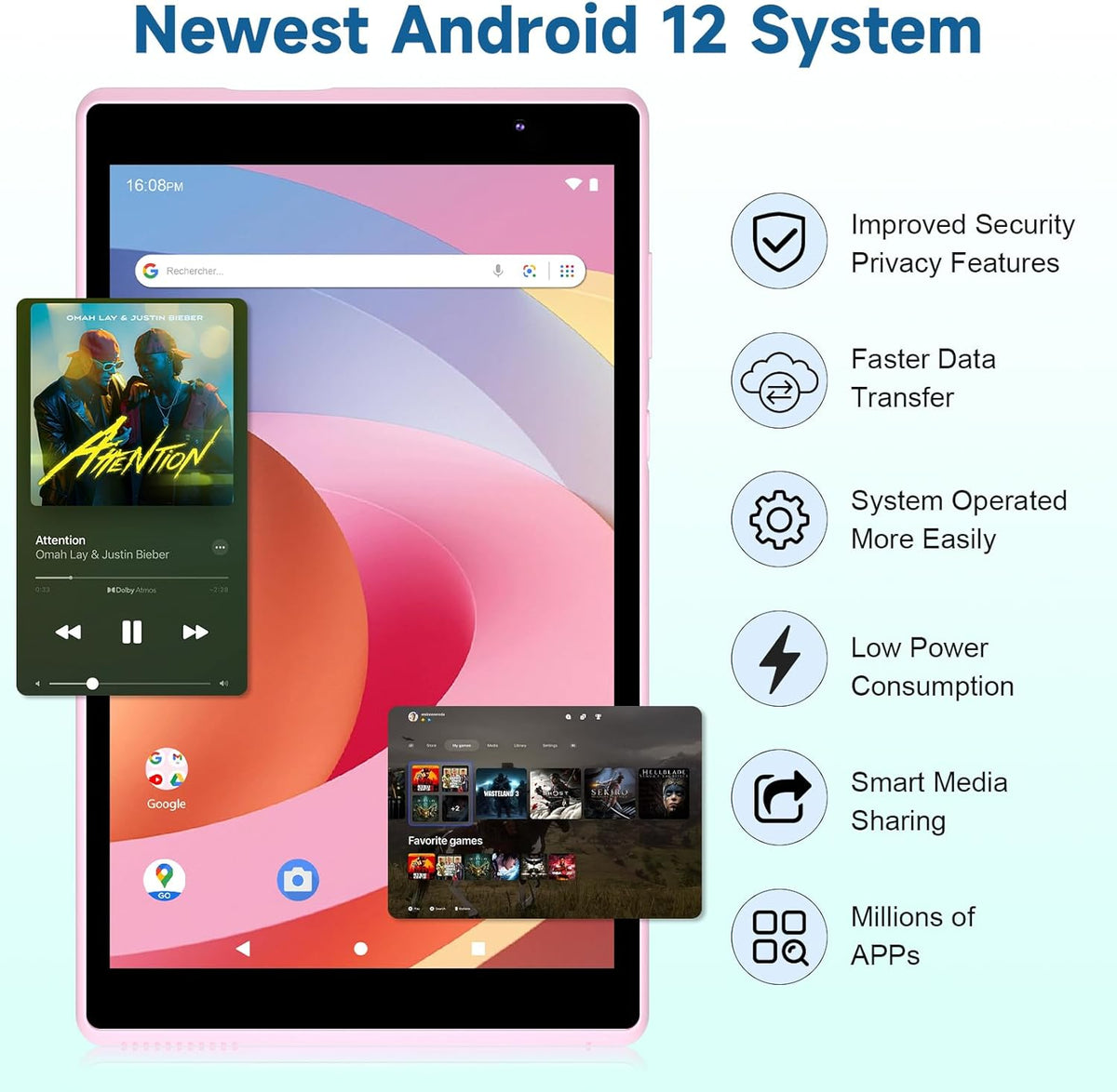 Pink 8 inch Android Tablet A651