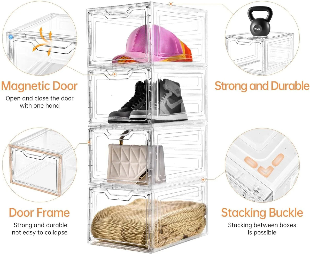 6 Pack Clear Stackable Plastic Storage Bins with Lids F1780
