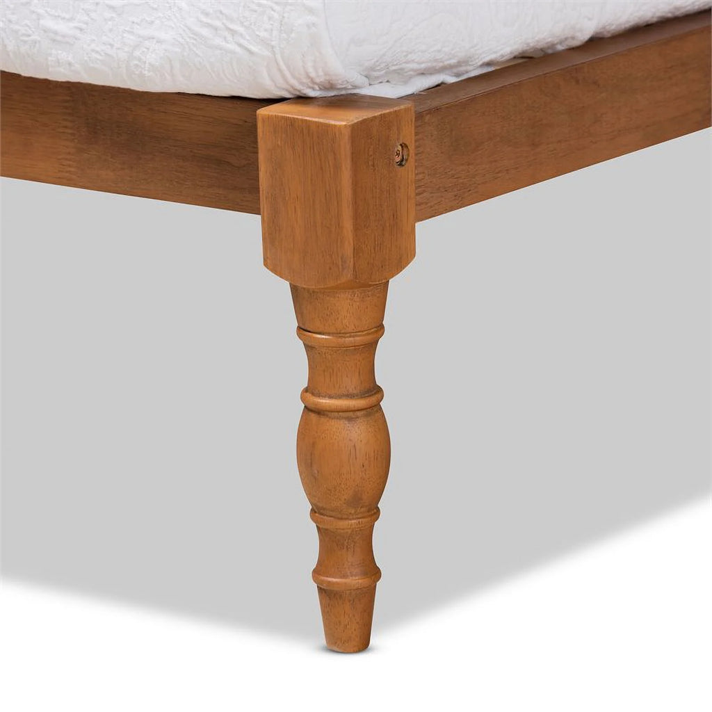 Walnut Brown Finished Wood Twin Size Platform Bed Frame E385