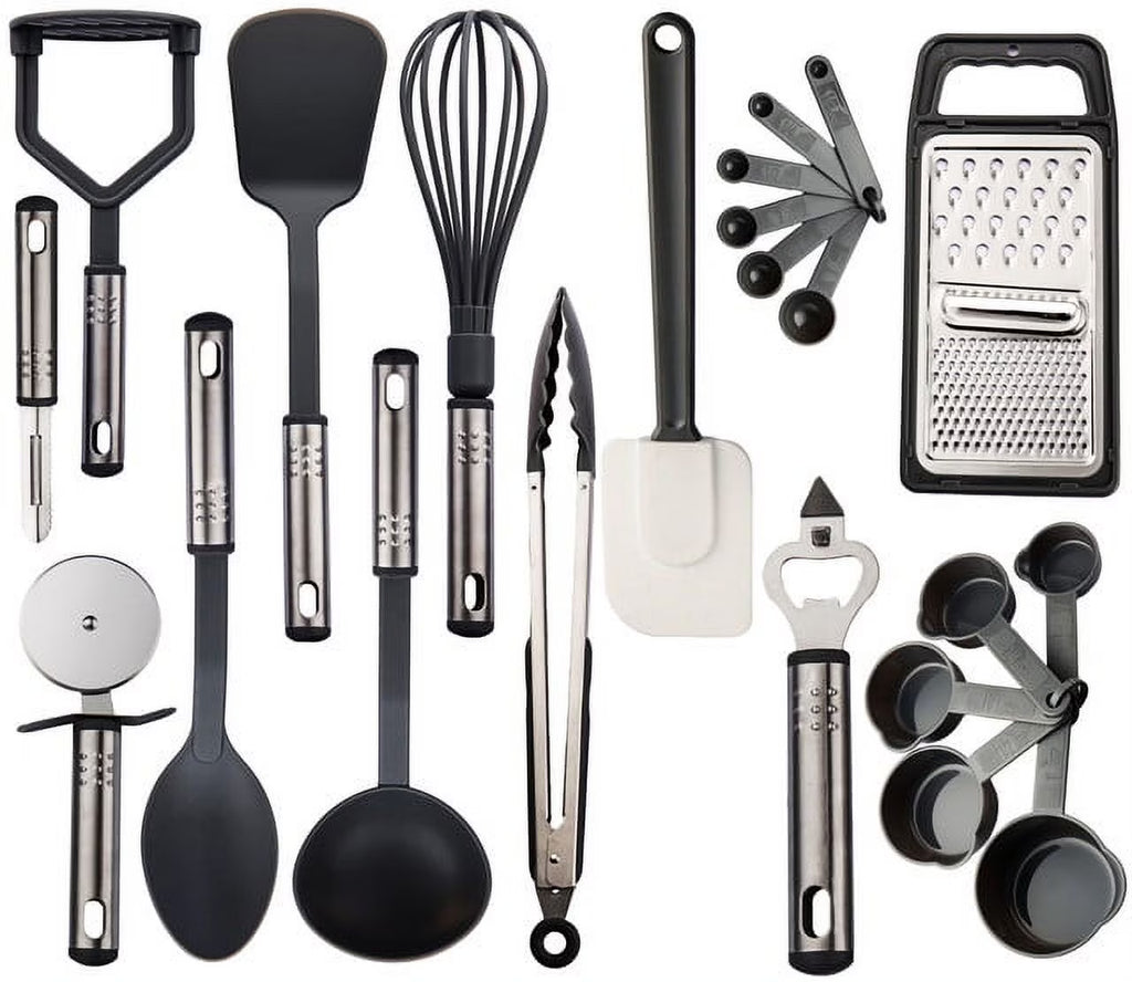 23 Pieces Black Nylon and Stainless Steel Cooking Utensils Set G421