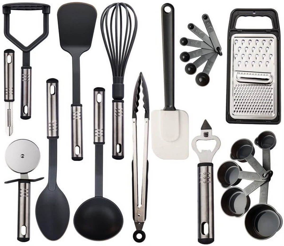 23 Pieces Black Nylon and Stainless Steel Cooking Utensils Set G421