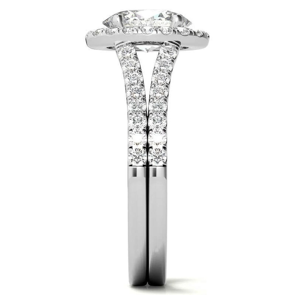1Ct Oval Halo Split Shank Moissanite 925 Silver Sterling Engagement Ring Z75977
