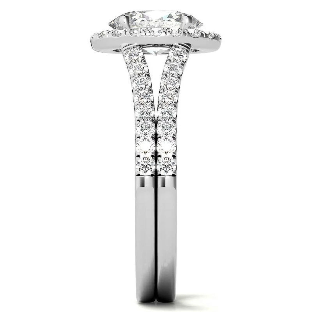 1Ct Oval Halo Split Shank Moissanite 925 Silver Sterling Engagement Ring Z75977