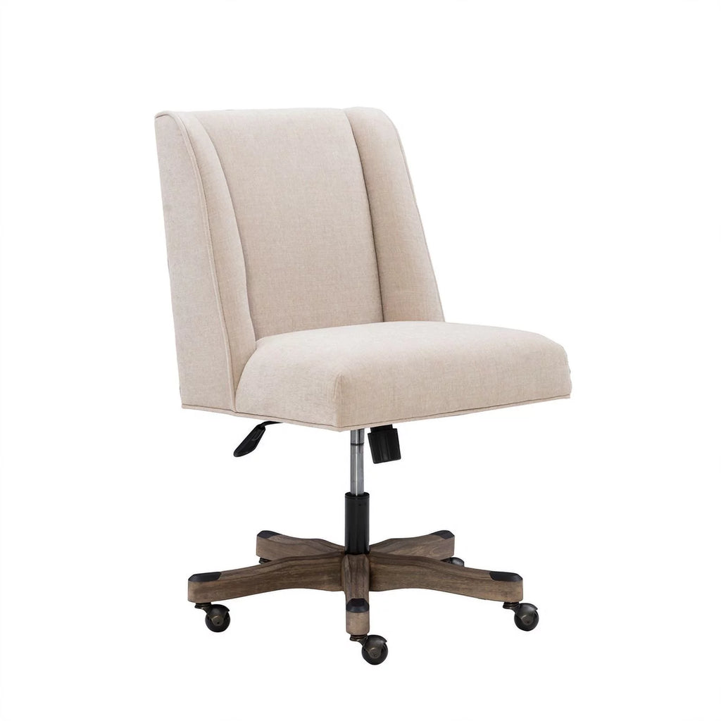 Upholstered Swivel Office Chair in Natural Linen L85639