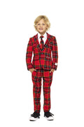 Boys Red Plaid Suit K7035