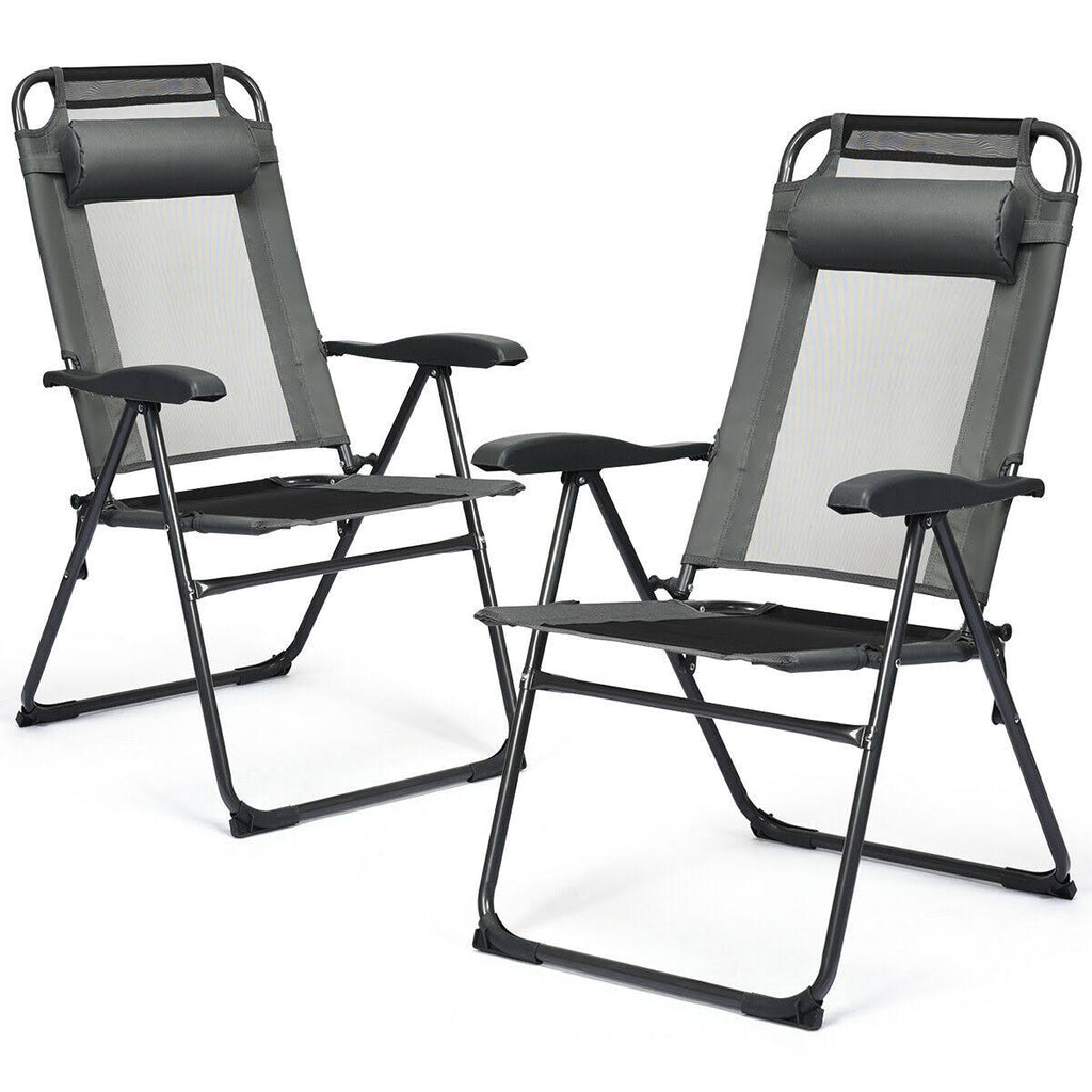 Gray Patio Adjustable Folding Recliner Chairs M429