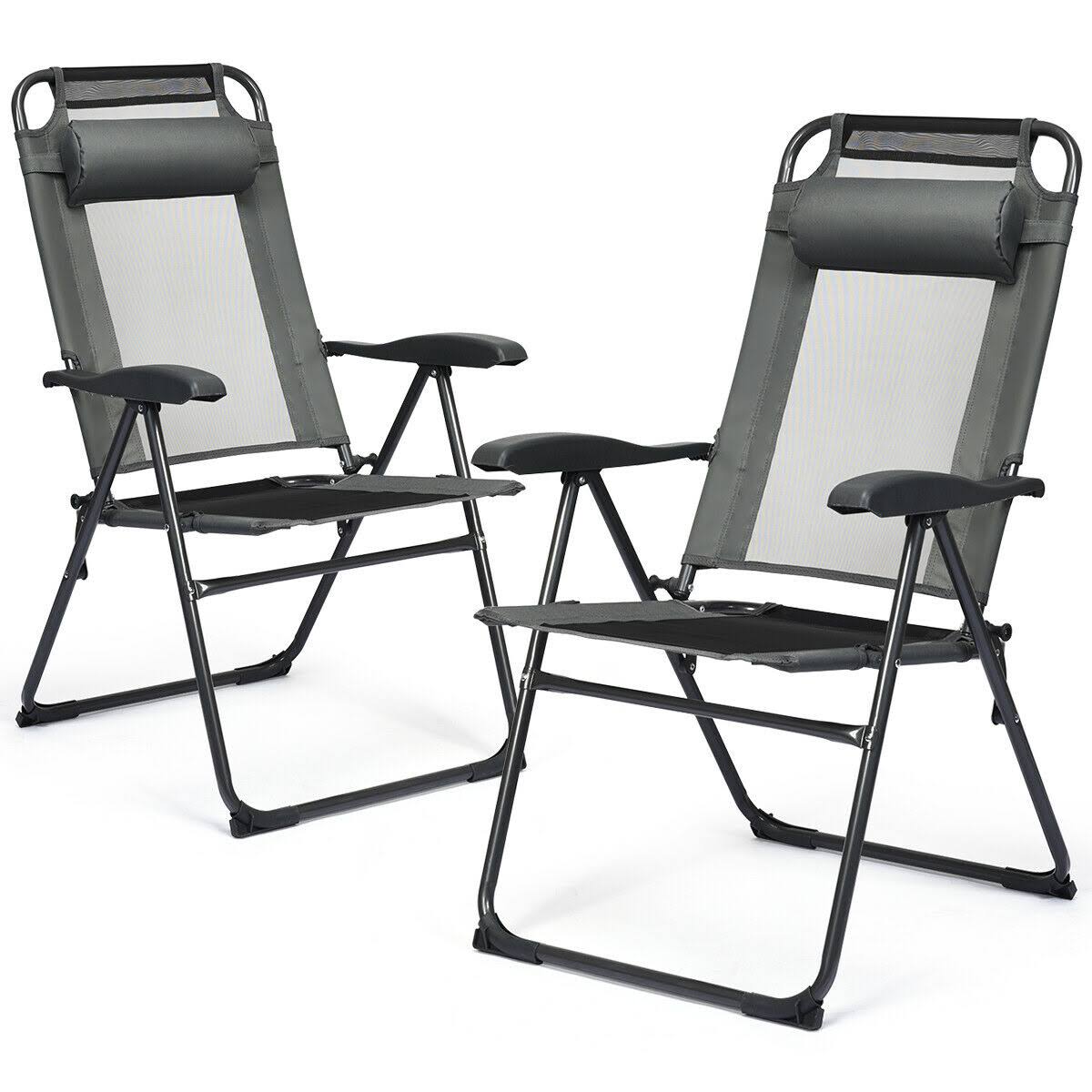 Gray Patio Adjustable Folding Recliner Chairs M429