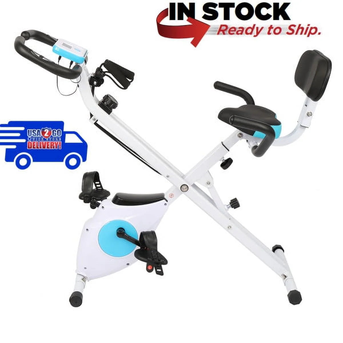 Foldable Indoor Exercise Bike 300LB Capacity 8-Level Magnetic Resistance U997580