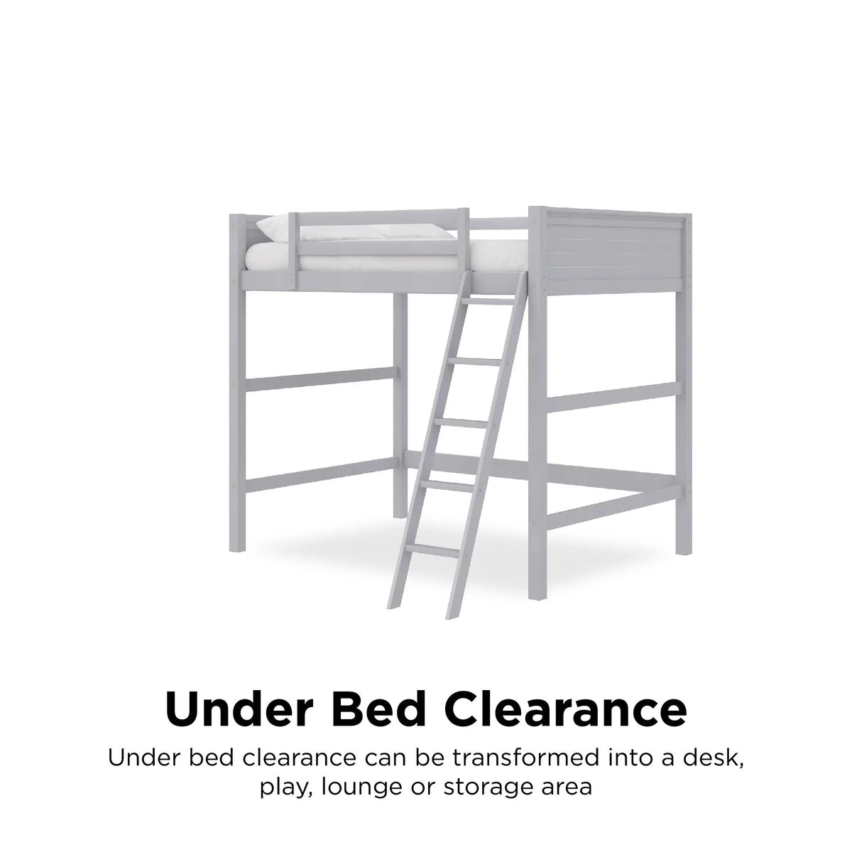 Full Size Loft Bed with Ladder, Gray J358817
